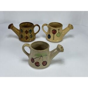 3 Vintage 1970's Nevco Ceramic Hand Painted Watering Can Planter Japan